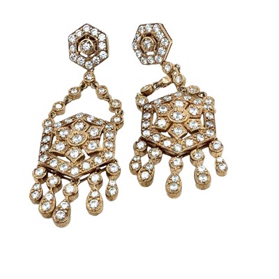 Lot 83 - A pair of rose-gold, gilt silver and cubic...