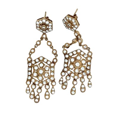 Lot 83 - A pair of rose-gold, gilt silver and cubic...