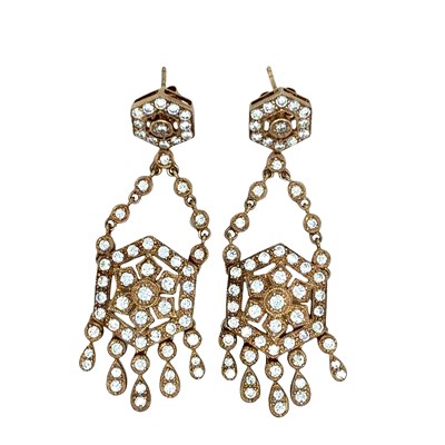 Lot 83 - A pair of rose-gold, gilt silver and cubic...