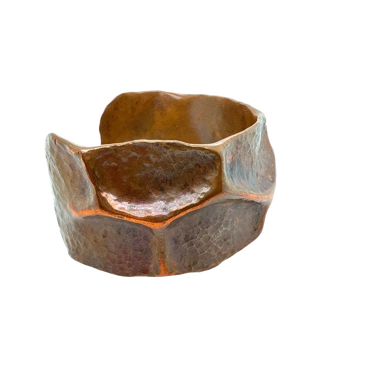 Lot 86 - A vintage c.1970 brutalist hammered copper...