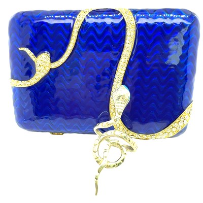 Lot 87 - Serpent motif blue enamel casket and a silver...
