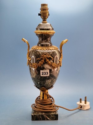 Lot 233 - A gilt bronze and green marble table lamp