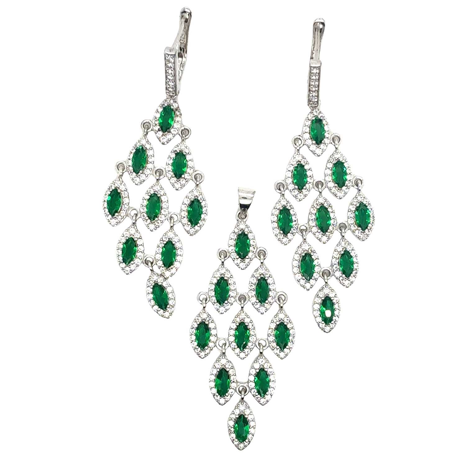 Lot 85 - A silver pendant and earring suite of...