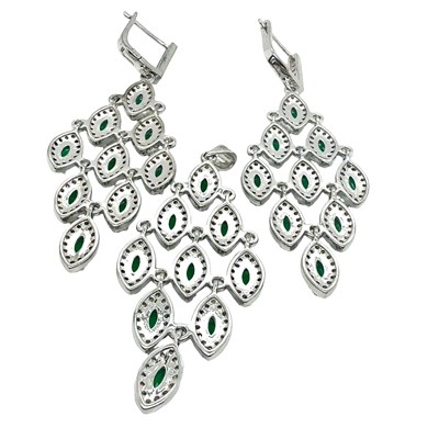 Lot 85 - A silver pendant and earring suite of...