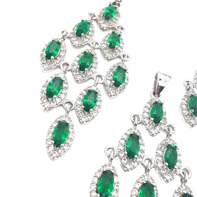 Lot 85 - A silver pendant and earring suite of...