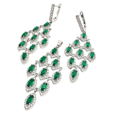 Lot 85 - A silver pendant and earring suite of...