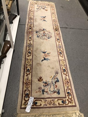 Lot 492a - A Chinese runner, a machine made persian...