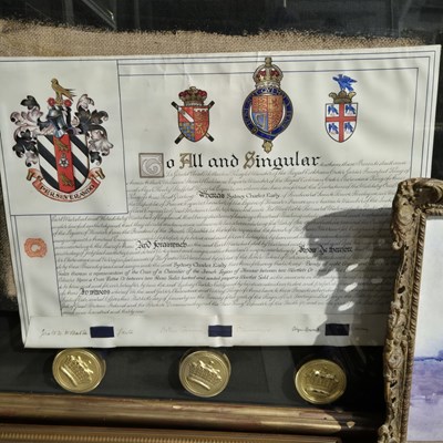 Lot 1502 - Two large framed presentation Indentures with...