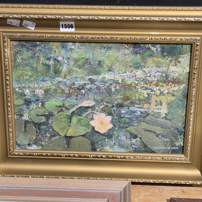 Lot 1506 - W. Wilkinson. Impressionist school. Lillies on...