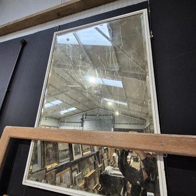 Lot 1521 - A large antique mirror with a painted frame.