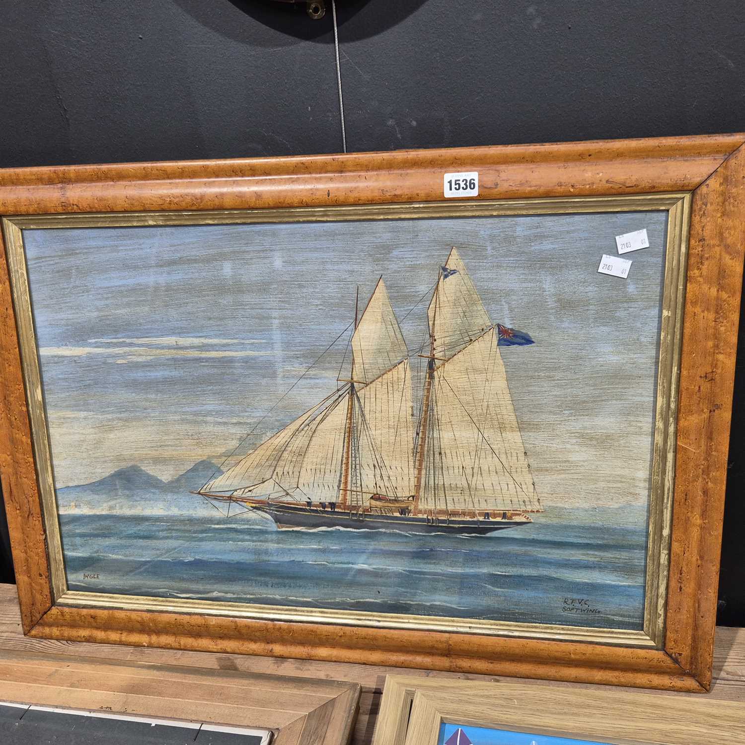 Lot 1536 - 20th century  A schooner in full sail....