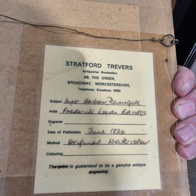 Lot 1550 - Two antique watercolours, coastal scenes.