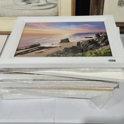 Lot 1558 - A group of 7 framed artworks, mostly coastal...