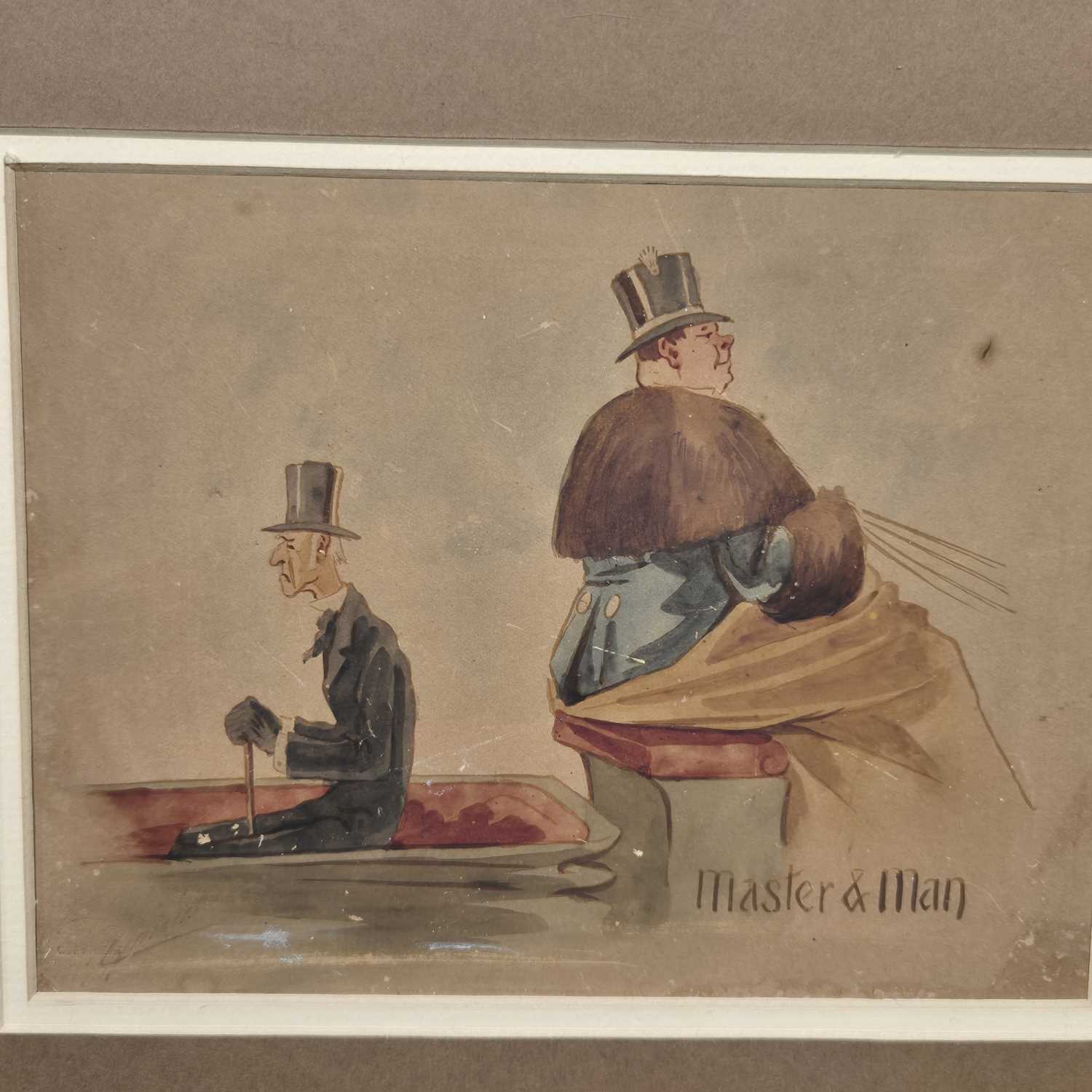 Lot 1572 - A watercolour cartoon "Master & Man" together...