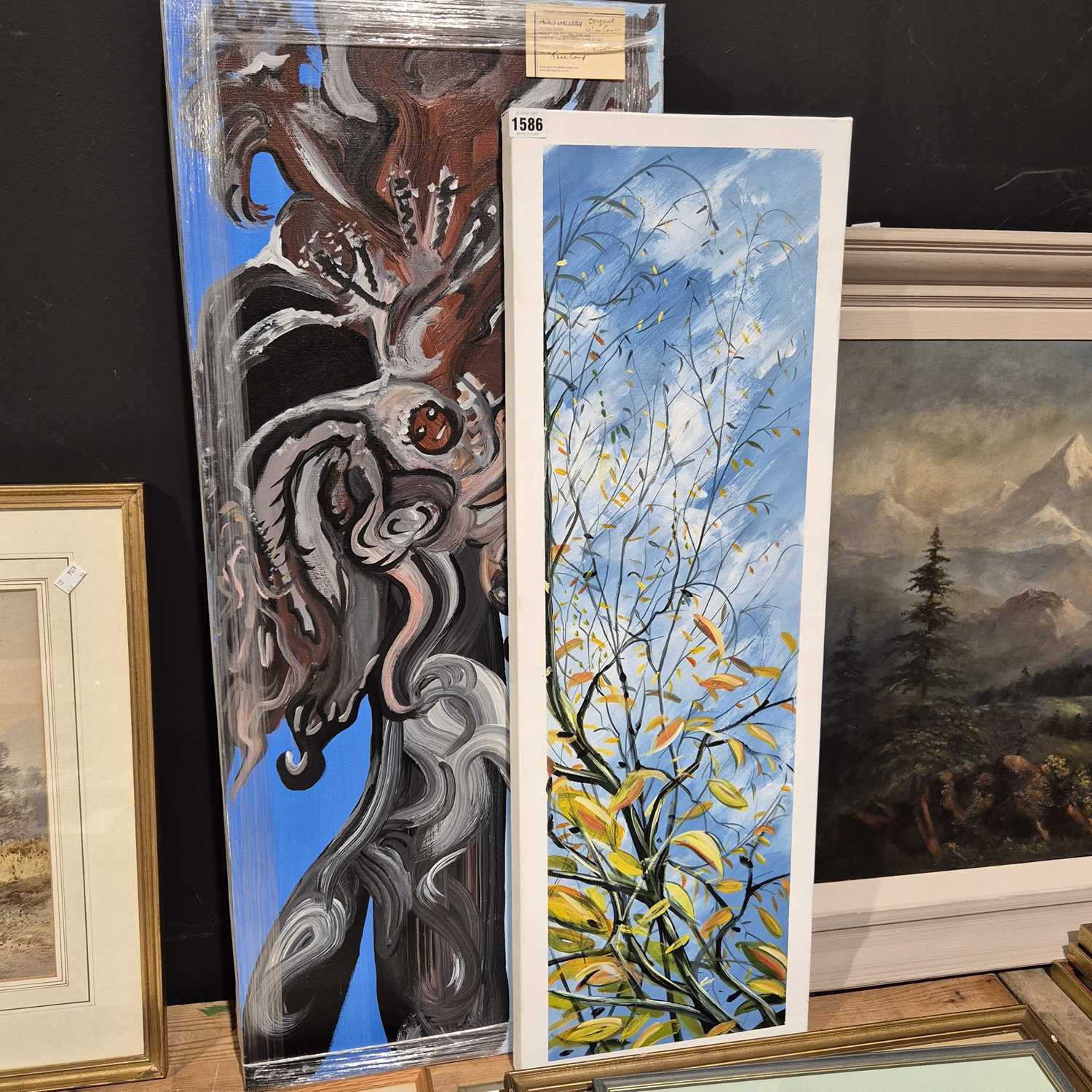 Lot 1586 - two large modern oil paintings.