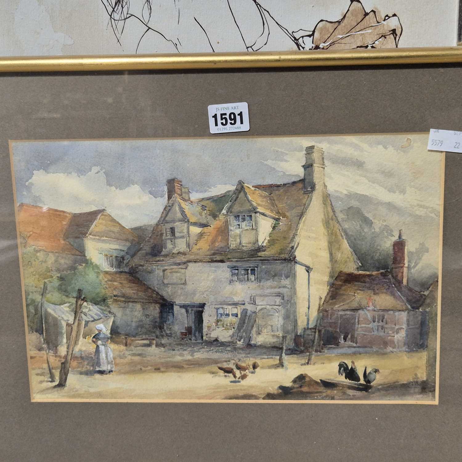 Lot 1591 - Early 20th century school. a rural farmyard....