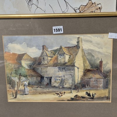 Lot 1591 - Early 20th century school. a rural farmyard....