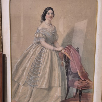 Lot 1592 - A large late Victorian pastel study of a lady...
