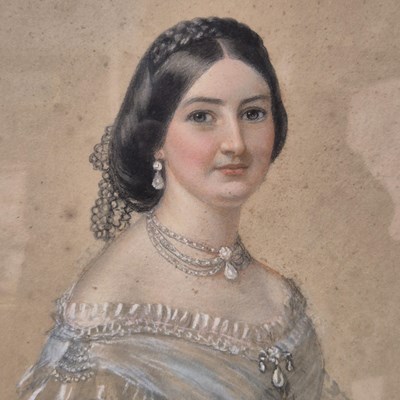 Lot 1592 - A large late Victorian pastel study of a lady...