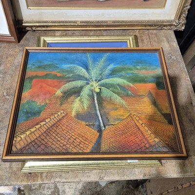 Lot 1593 - Two 20th century eastern oil paintings. signed...