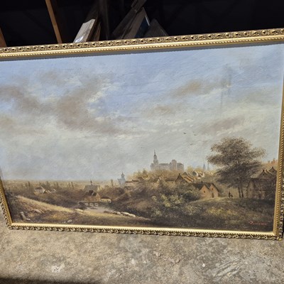 Lot 1595 - Two landscape oil paintings.