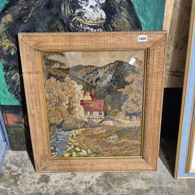Lot 1605 - A needlework landscape picture