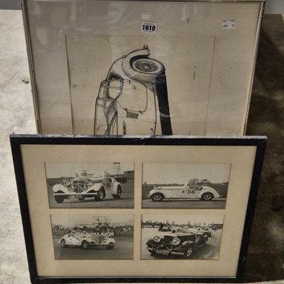 Lot 1610 - A vintage Pen and ink study of a Railton and...