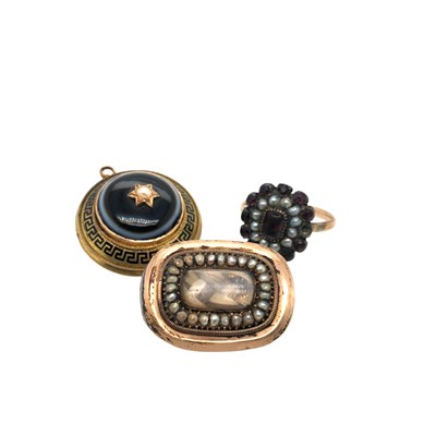 Lot 1003 - A group of three Victorian mourning jewellery...