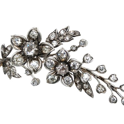 Lot 1035 - A mid-20th-century diamond-set floral spray...