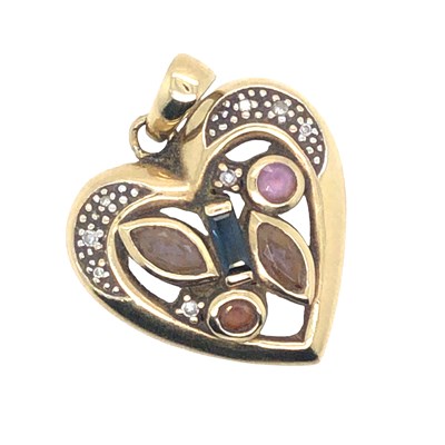 Lot 1059 - A 9ct hallmarked gold heart-shaped pendant...