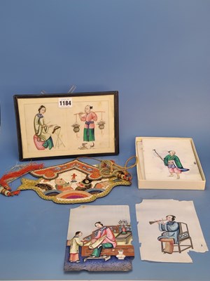 Lot 1184 - A Chinese silk tasselled hanging embroidered...