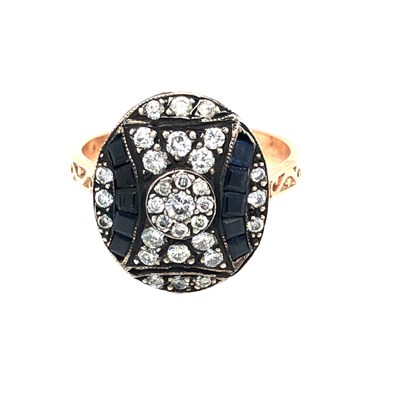 Lot 1040 - 8ct rose gold silver topped Art Deco style...