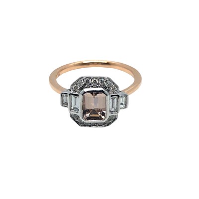 Lot 1027 - A 9ct rose gold and white gold Art Deco-style...