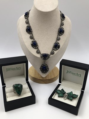 Lot 1095 - A decorative continental silver necklace...