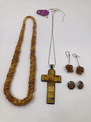 Lot 1096 - A large rectangular cross pendant inlaid with...