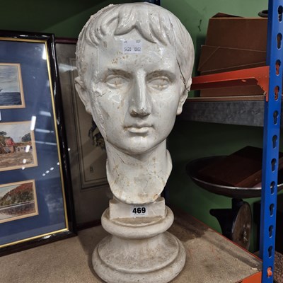 Lot 469 - A white composition bust of Caesar Augustus