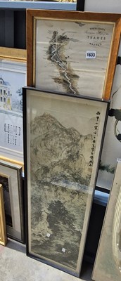 Lot 1633 - A map of the Thames and an Oriental scroll print