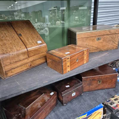 Lot 484 - A brass bound writing slope, another in...