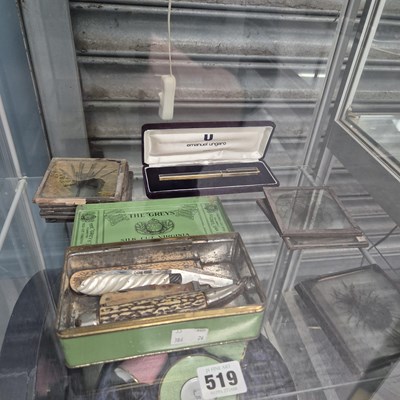 Lot 519 - Penknives, to include two with silver blades,...