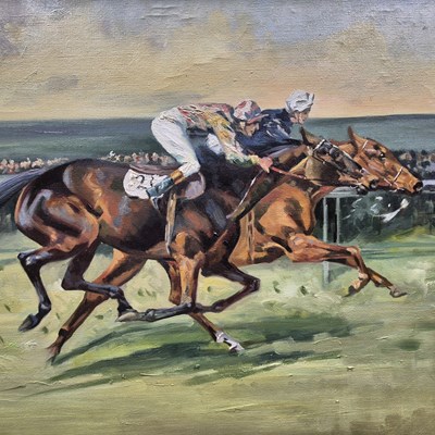 Lot 1654 - A large 20th-century oil on canvas, "The Horse...