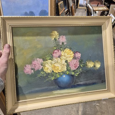 Lot 1661 - An oil painting still life and a small...
