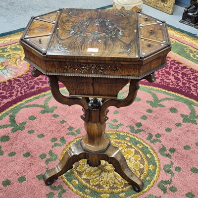 Lot 1225 - A 19th century rosewood work table inlaid in...