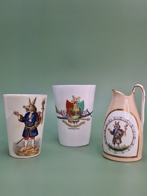 Lot 1246 - A Goss beaker and a pairian ewer printed with...