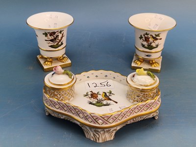 Lot 1256 - A Herend inkstand with two receivers together...