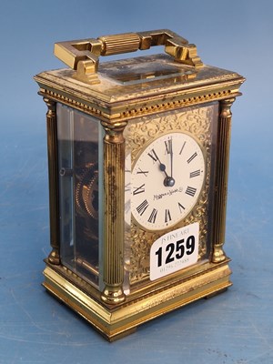 Lot 1259 - A carriage timepiece, the circular enamel dial...