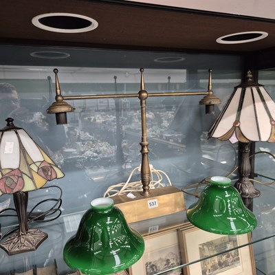 Lot 537 - Two Tiffany style table lamps together with a...