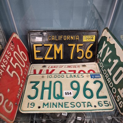 Lot 554 - Five American car number plates
