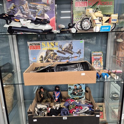 Lot 563 - Action Men together with boxed Space Speeder,...