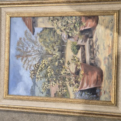 Lot 1690 - A mixed lot of oil paintings watercolours, and...