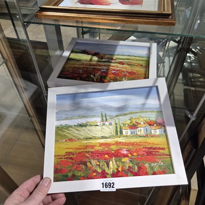 Lot 1692 - Two small oil paintings and various prints.